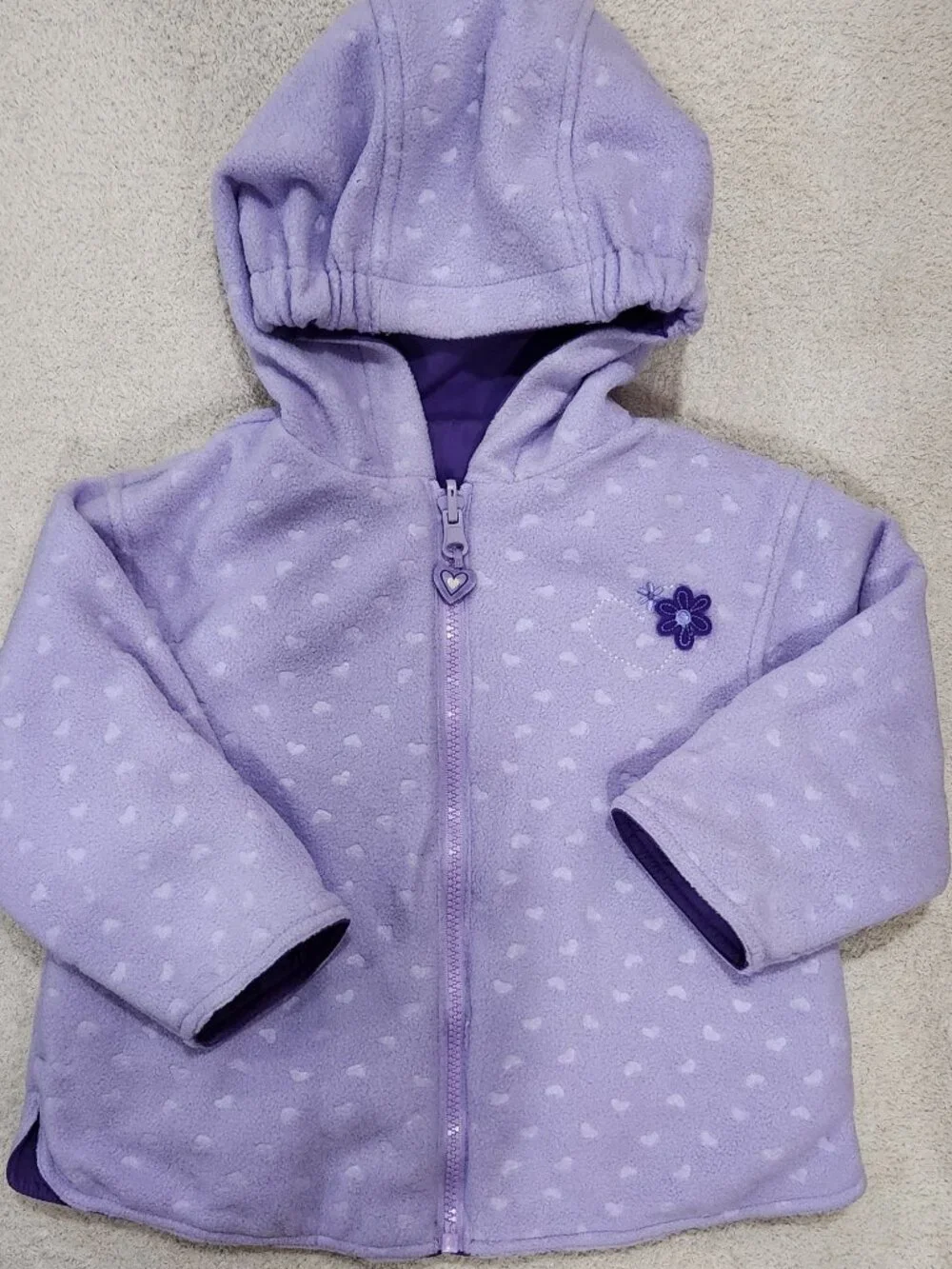 Carter's - Girls' Reversible Midweight Hooded Heart Jacket